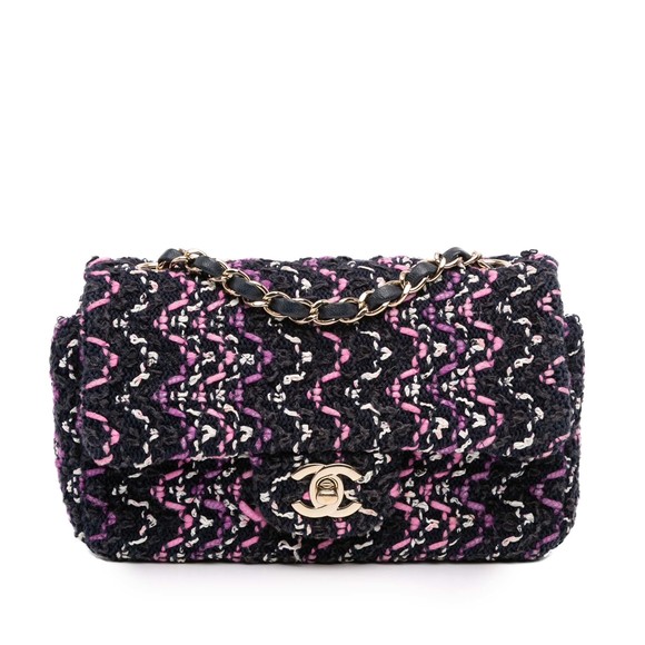 Pre-Loved Chanel Mini Rectangular Classic Multicolor Cotton Stitched Single Flap - Picture 1 of 11